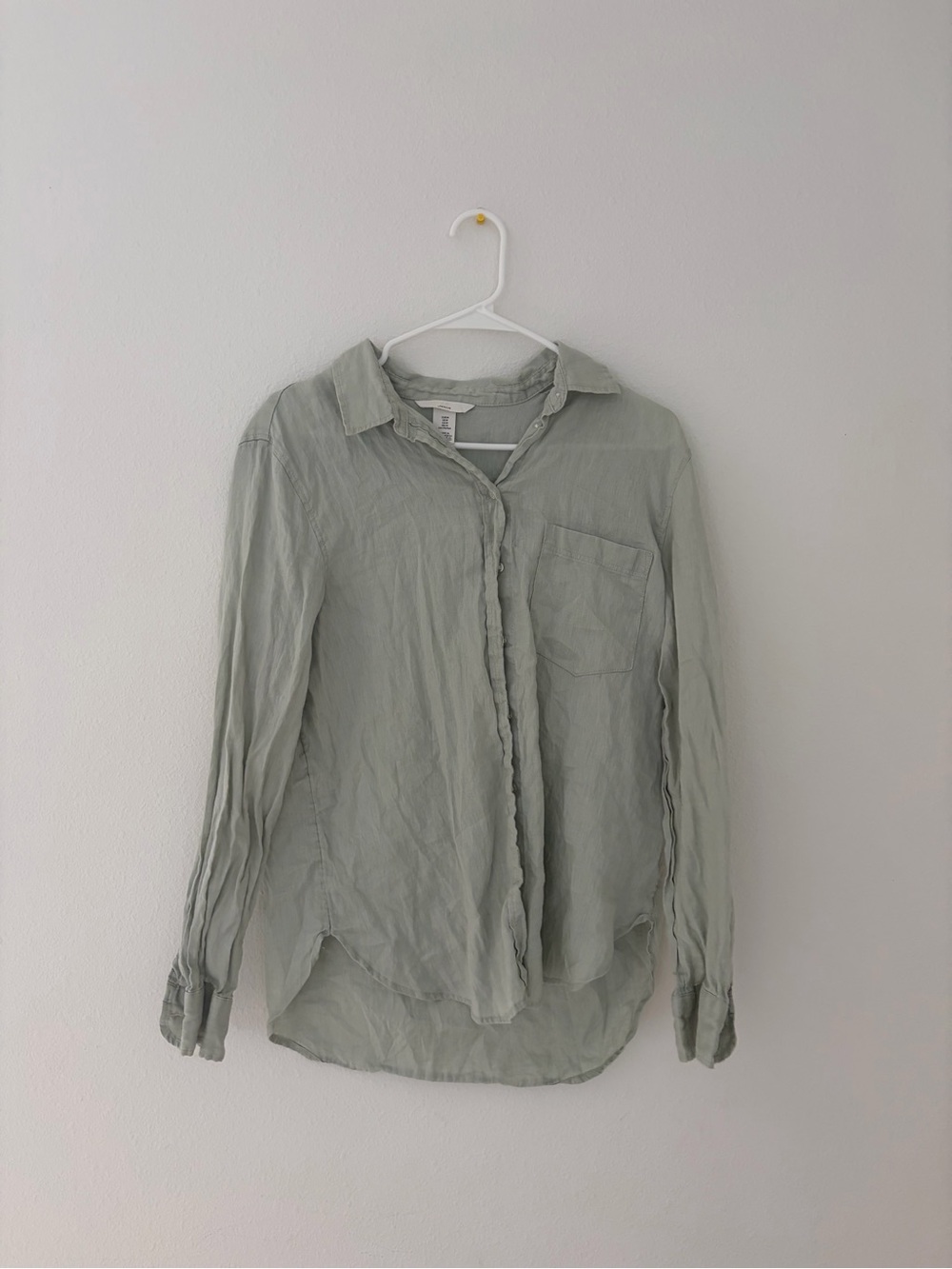 H&M 100% linen- Light Sage Green Button-Down Shirt